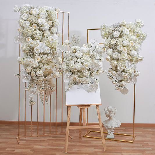 DWD121 High quality artificial white series flower runner decor backdrop wedding party floral arrangement background