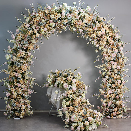 DWD124 New arrival 2.4*2.4m champagne flower arch U style door arch table row wedding party floral backdrop