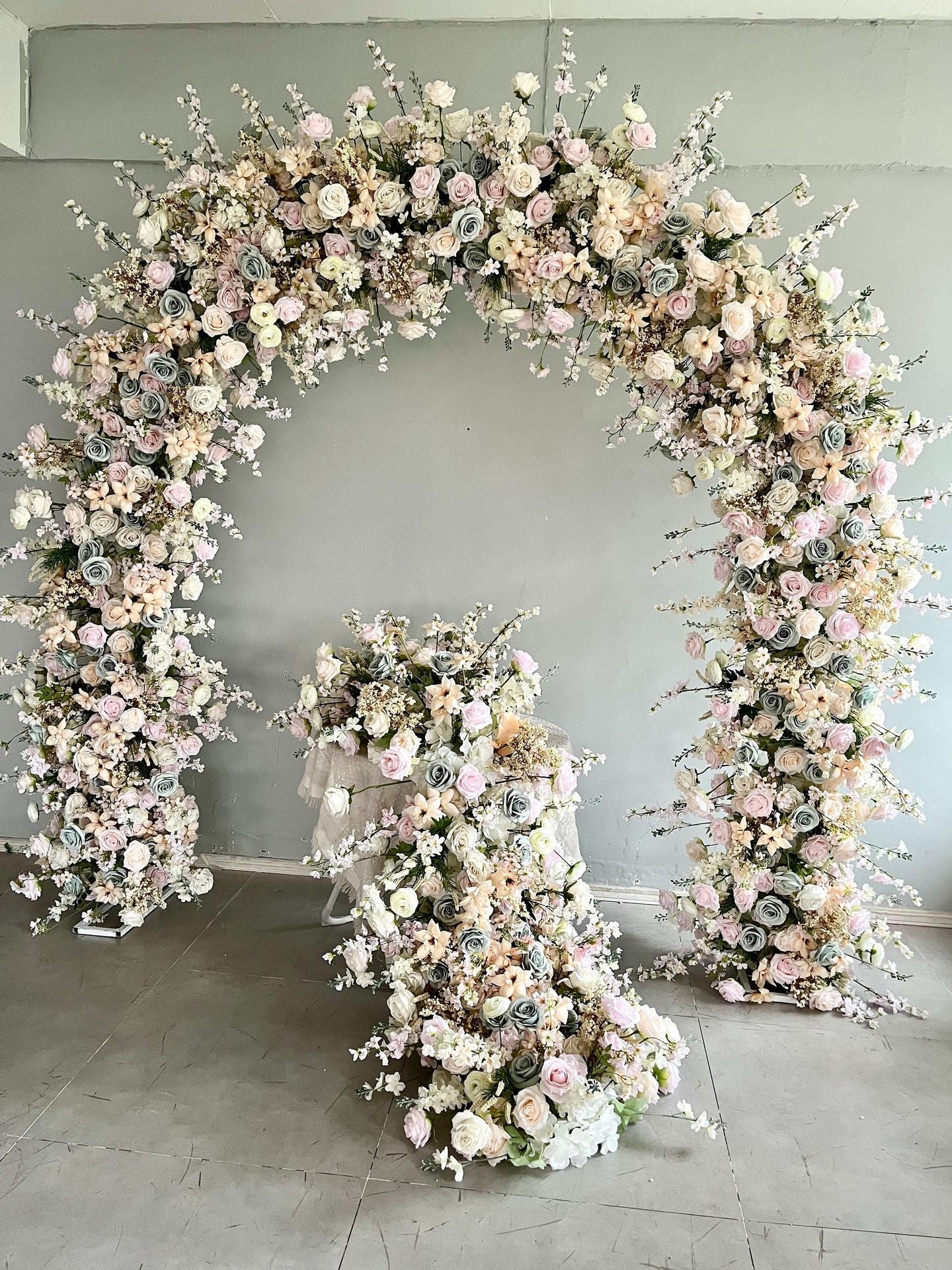 DWD124 New arrival 2.4*2.4m champagne flower arch U style door arch table row wedding party floral backdrop
