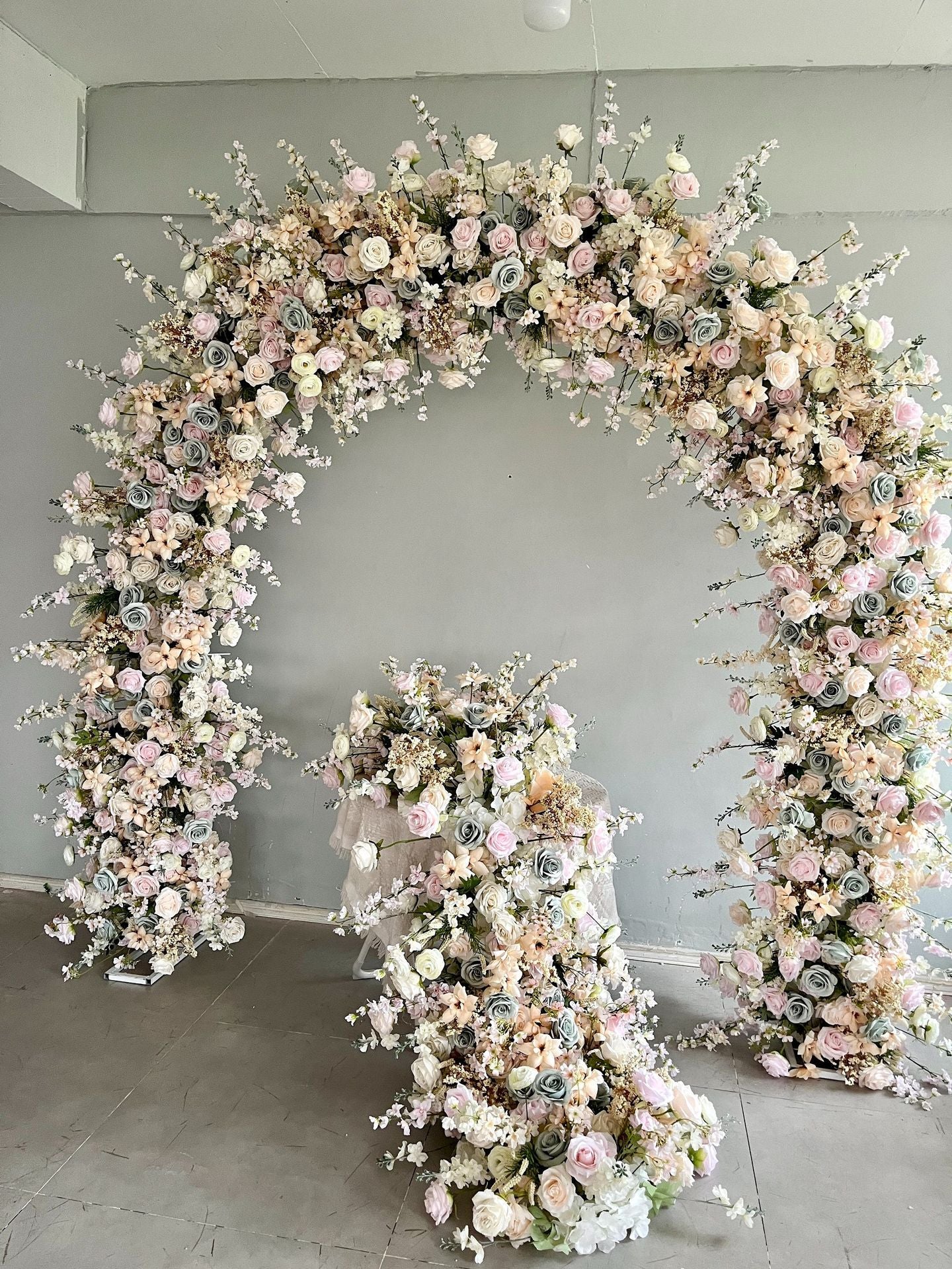 DWD124 New arrival 2.4*2.4m champagne flower arch U style door arch table row wedding party floral backdrop