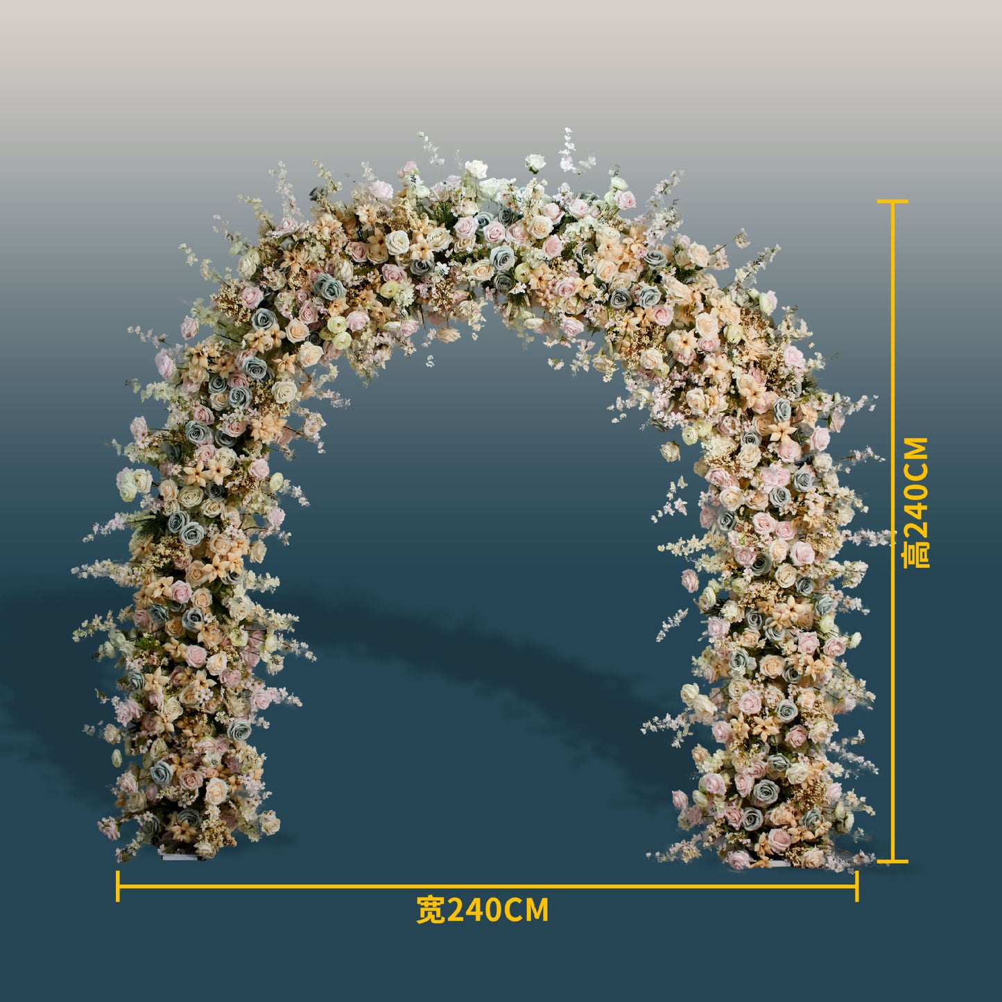 DWD124 New arrival 2.4*2.4m champagne flower arch U style door arch table row wedding party floral backdrop