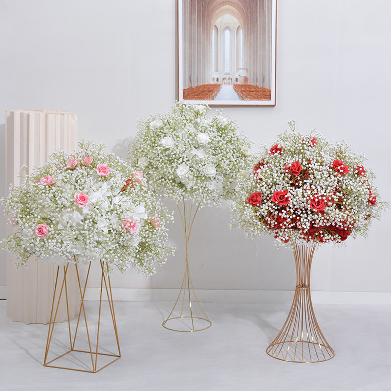 DWD128 High quality 60cm babybreath rose flower ball table centerpiece decor wedding ceremony floral arrangement
