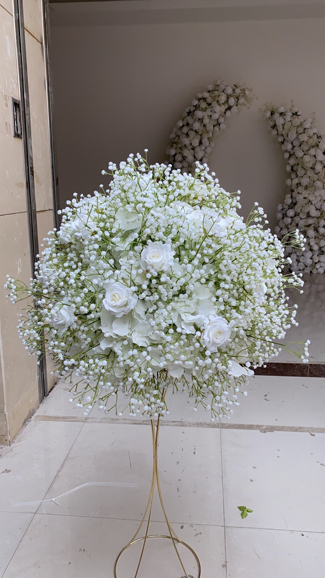 DWD128 High quality 60cm babybreath rose flower ball table centerpiece decor wedding ceremony floral arrangement