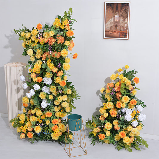 DWD130 Artificial yellow orange series flower row decor backdrop wedding event floral arrangement props