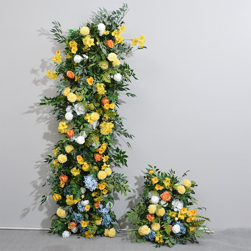 DWD139 Artificial yellow green plant series flower row decor backdrop wedding event greenery porch decor ackground