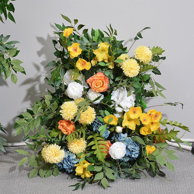 DWD139 Artificial yellow green plant series flower row decor backdrop wedding event greenery porch decor ackground