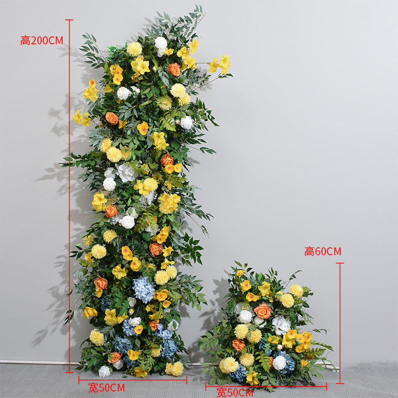 DWD139 Artificial yellow green plant series flower row decor backdrop wedding event greenery porch decor ackground