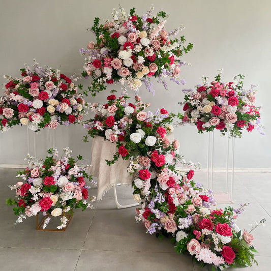 DWD145 Artificial pink series table runner centerpiece row decor wedding party porch decor