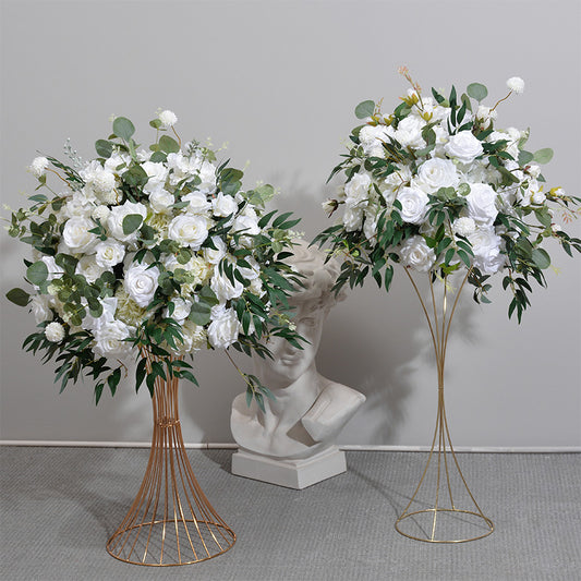 DWD147 Artificial white rose greenery ball table centerpiece green plant decor wedding floral arrangement