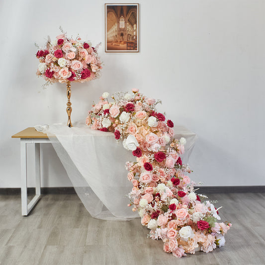 DWD150 New arrival light pink hot pink ball runner table runner centerpiece row decor wedding party porch decor