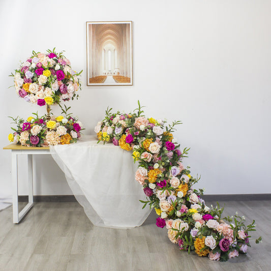 DWD158 New arrival yellow pink series ball runner table runner centerpiece row decor wedding party porch decor
