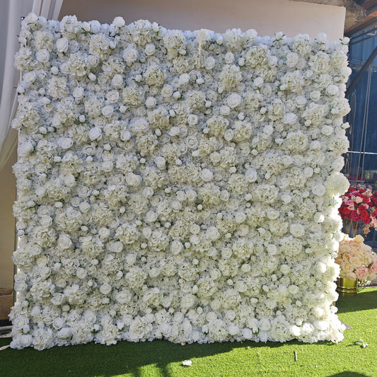 DWD159 High quality white rose hydrangea flower wall decor backdrops wedding floral arrangement background