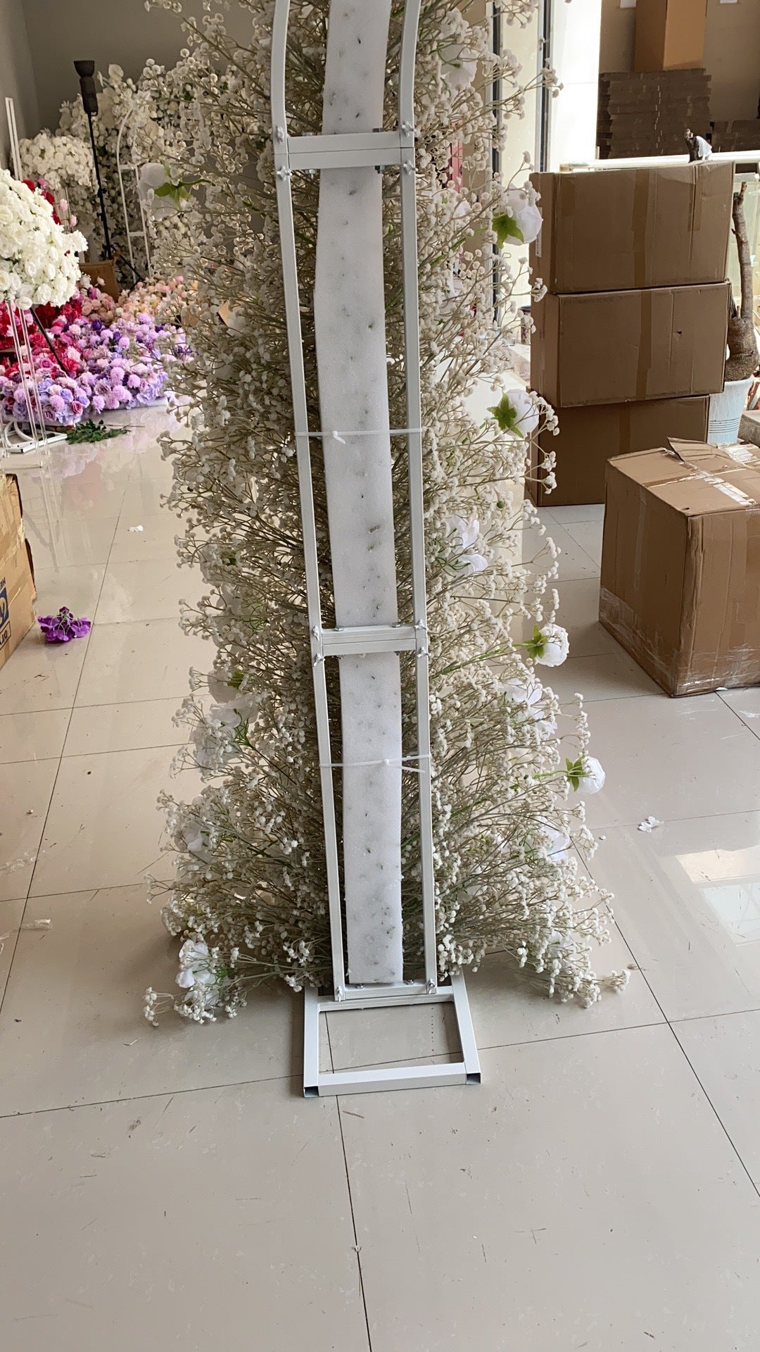 DWD164 High quality 190+230cm white babybreath orchid porch horn arch background wedding party floral backdrop