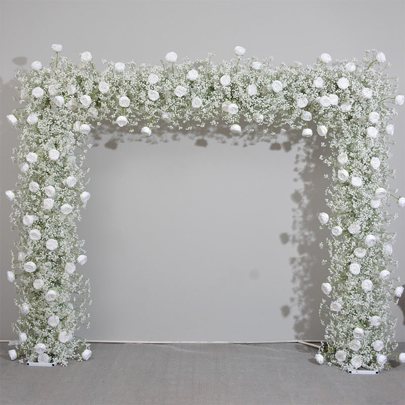 DWD166 Hot sale 2*2.4m white babybreath rose flower arch door arch porch decor wedding party floral backdrop