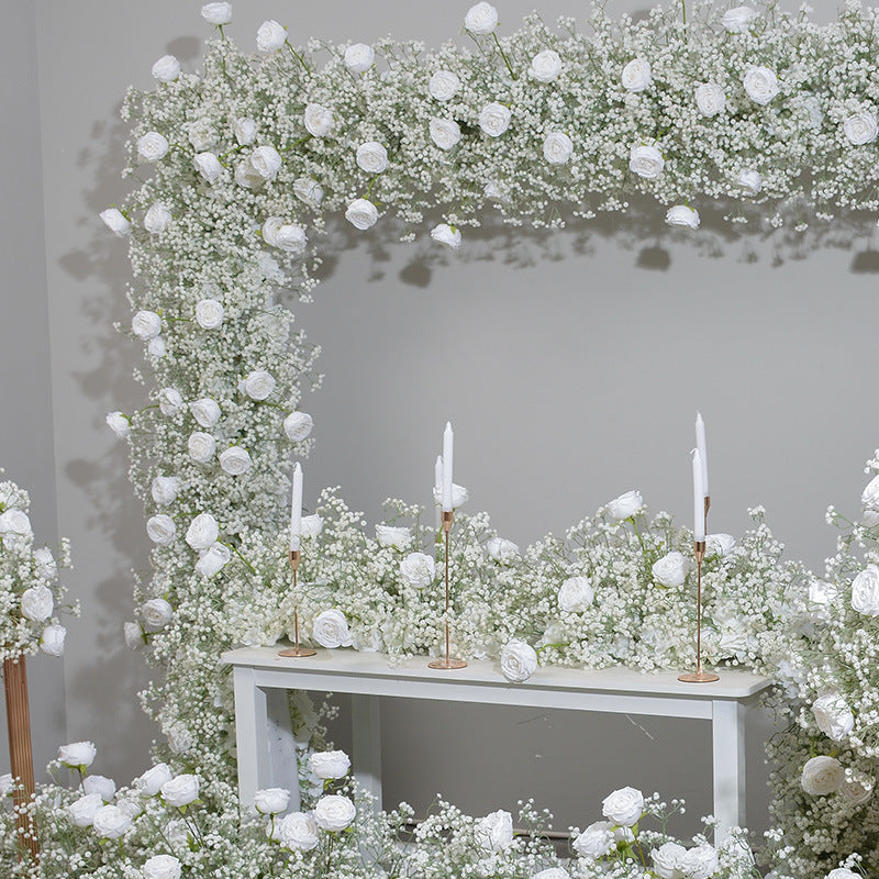 DWD166 Hot sale 2*2.4m white babybreath rose flower arch door arch porch decor wedding party floral backdrop