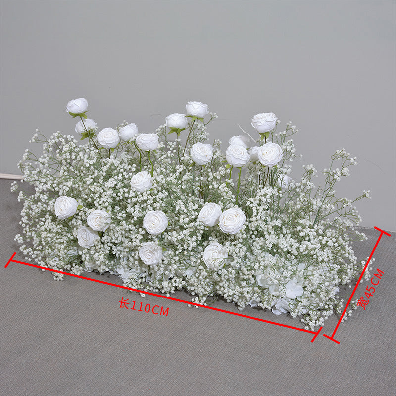 DWD168 Hot sale white babybreath rose flower arch  table decor background wedding party floral backdrop arrangement