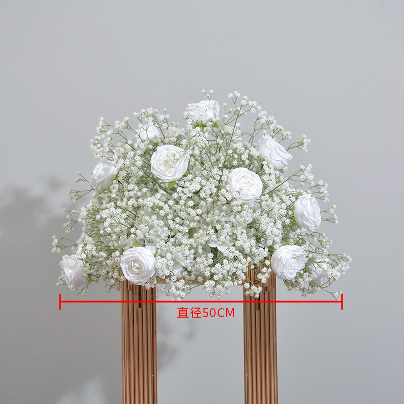 DWD168 Hot sale white babybreath rose flower arch  table decor background wedding party floral backdrop arrangement