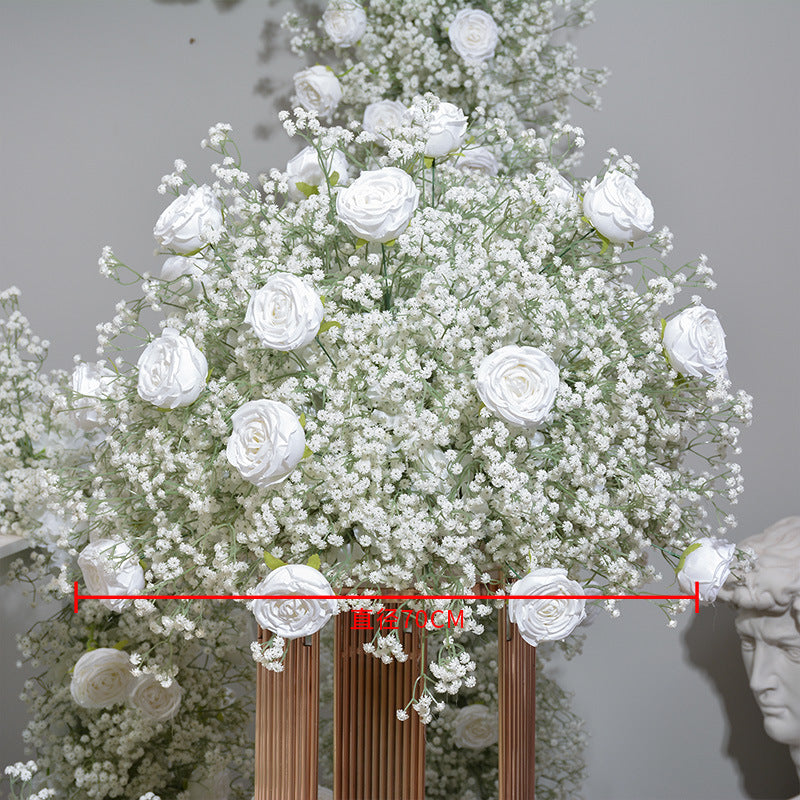 DWD168 Hot sale white babybreath rose flower arch  table decor background wedding party floral backdrop arrangement