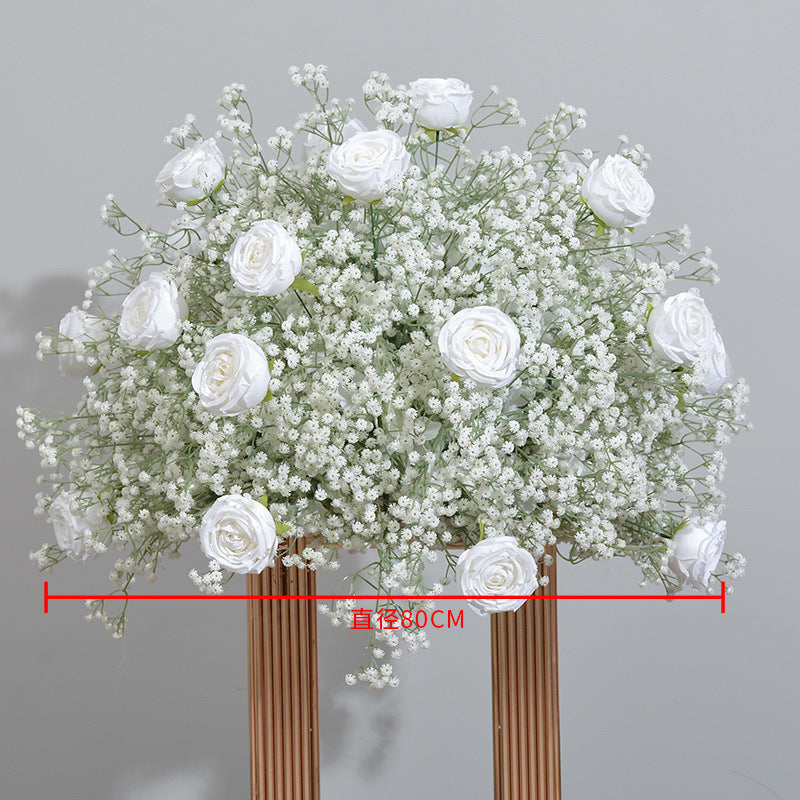 DWD168 Hot sale white babybreath rose flower arch  table decor background wedding party floral backdrop arrangement