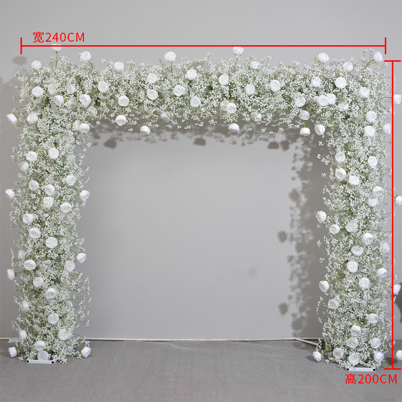 DWD168 Hot sale white babybreath rose flower arch  table decor background wedding party floral backdrop arrangement