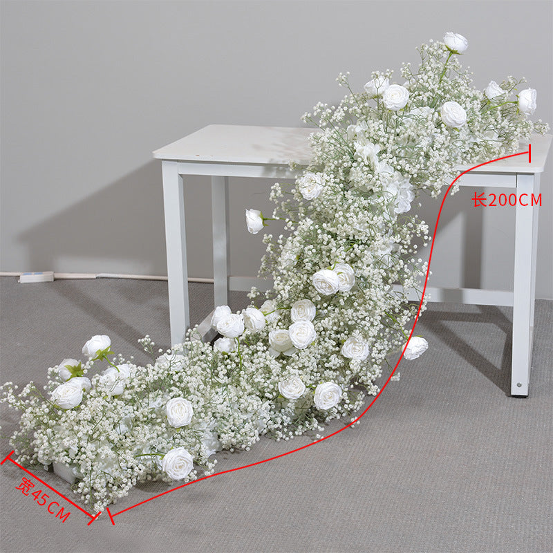 DWD168 Hot sale white babybreath rose flower arch  table decor background wedding party floral backdrop arrangement