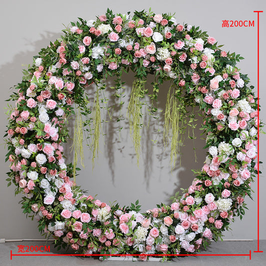 DWD170 Hot sale 2m pink rose round arch background wedding party floral backdrop arrangement