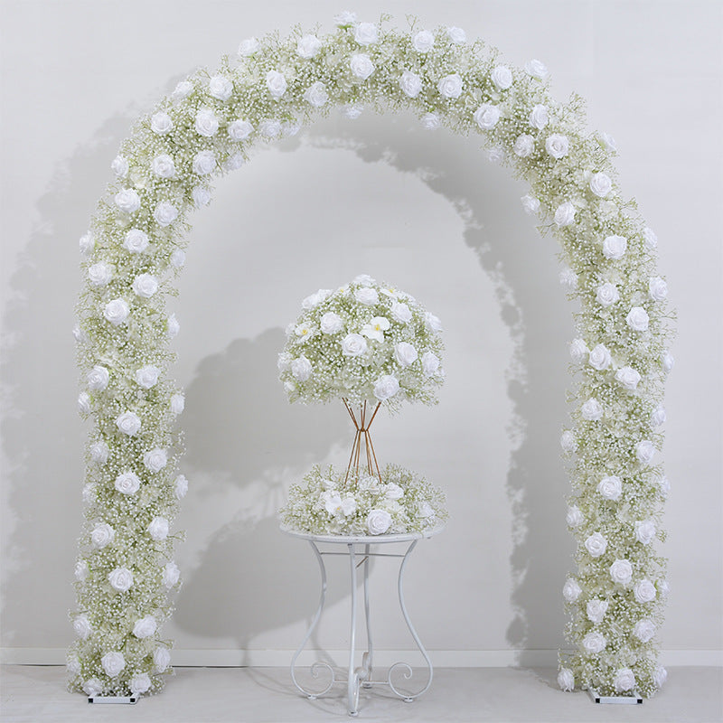 DWD171 New style white babybreath rose flower U style arch table centerpiece props background wedding party floral backdrop arrangement