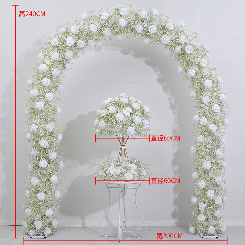 DWD171 New style white babybreath rose flower U style arch table centerpiece props background wedding party floral backdrop arrangement
