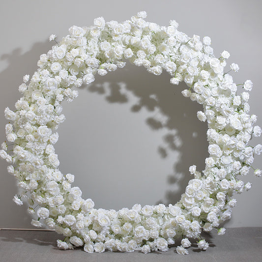 DWD173 High quality 2m white rose round arch background wedding party floral props backdrop arrangement