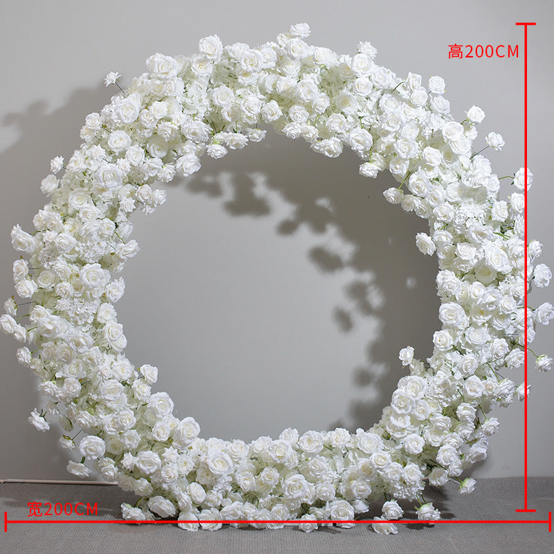 DWD173 High quality 2m white rose round arch background wedding party floral props backdrop arrangement