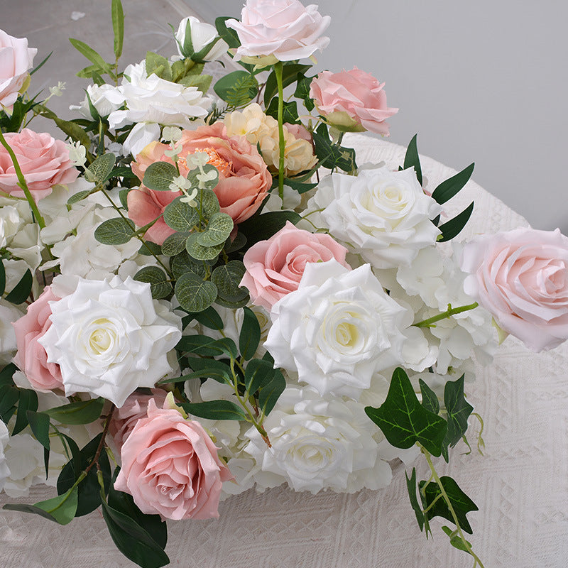 DWD177 Artificial 200*45cm pink coffee color floral table runner table row decor wedding party floral arrangement