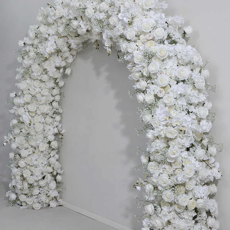 DWD179 Artificial 2.4*2.4m white hydrangea rose flower U style arch background wedding party floral backdrop arrangement porch decor
