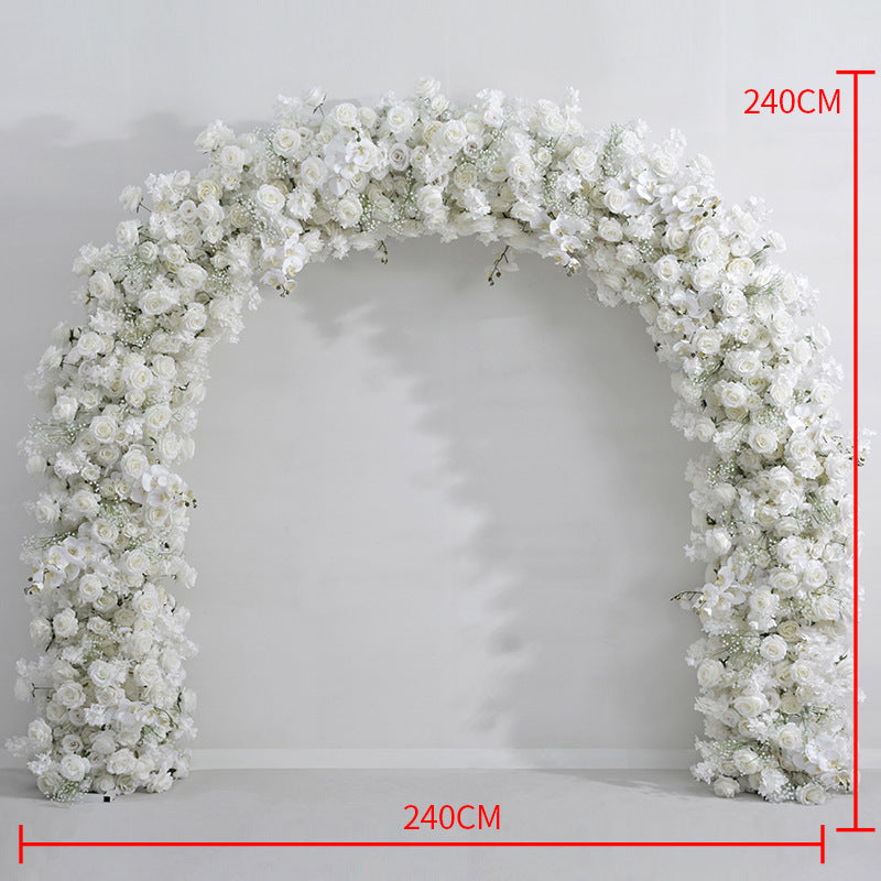 DWD179 Artificial 2.4*2.4m white hydrangea rose flower U style arch background wedding party floral backdrop arrangement porch decor