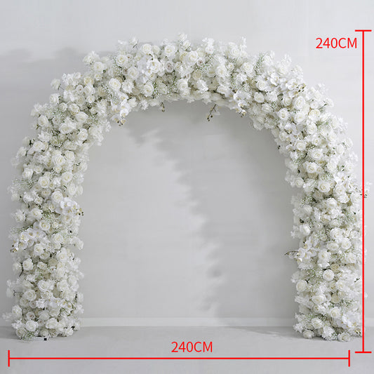 DWD179 Artificial 2.4*2.4m white hydrangea rose flower U style arch background wedding party floral backdrop arrangement porch decor
