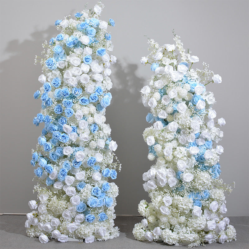 DWD181 Artificial 220+180cm blue white series flower row porch decor backdrop wedding event floral arrangement props