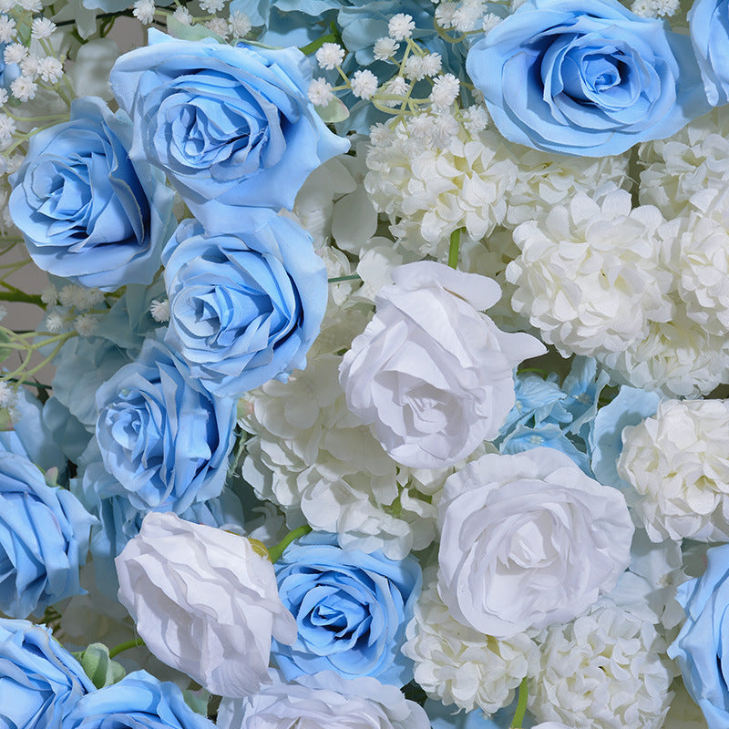 DWD181 Artificial 220+180cm blue white series flower row porch decor backdrop wedding event floral arrangement props