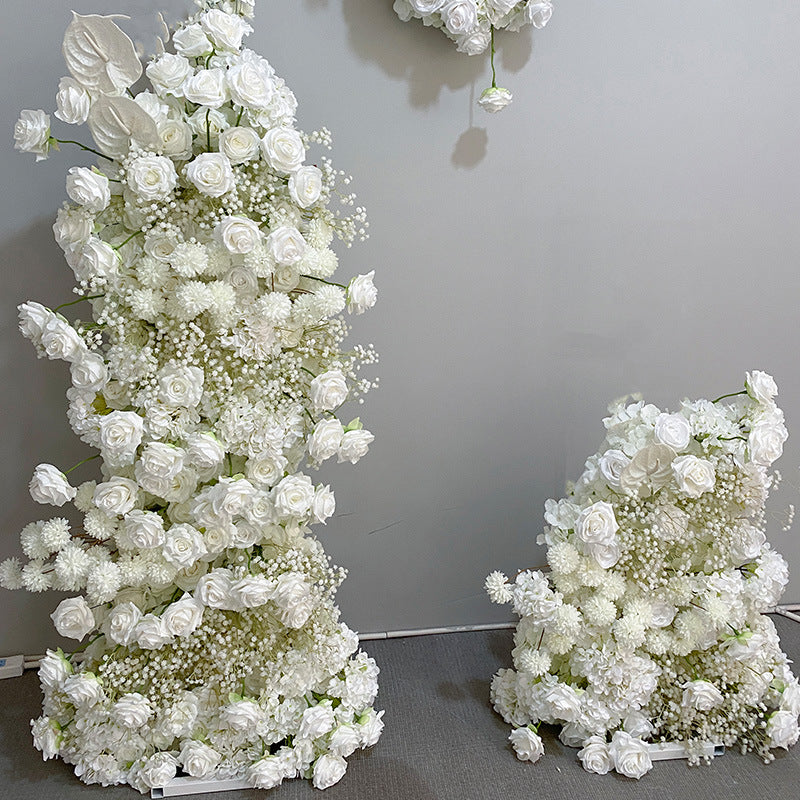 DWD184 Artificial 180+130cm white rose babybreath flower decor porch backdrop wedding event floral arrangement props
