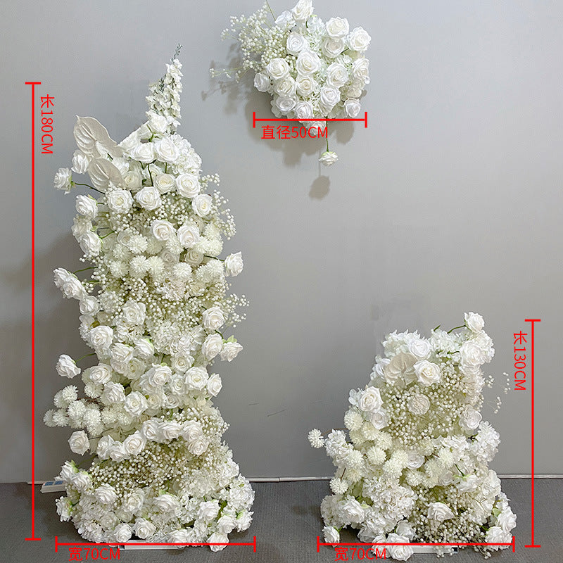 DWD184 Artificial 180+130cm white rose babybreath flower decor porch backdrop wedding event floral arrangement props