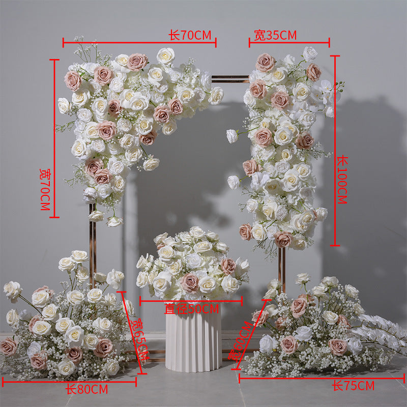 DWD185 New style artificial white brown series flower runner centerpiece decor backdrop wedding party floral arrangement background