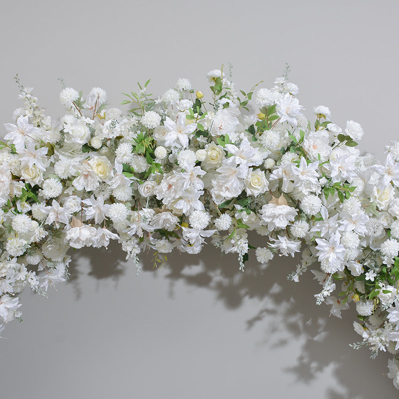 DWD187 Artificial 2.4m width double-sided U arch white flower arrangement background wedding party floral porch decor