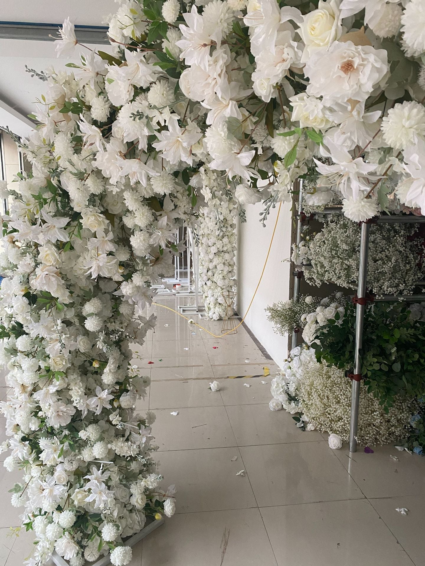 DWD187 Artificial 2.4m width double-sided U arch white flower arrangement background wedding party floral porch decor