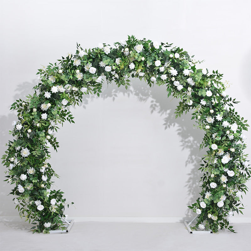 DWD188 Artificial 2*2m U arch white rose greenery decor background wedding party floral arrangementporch decor