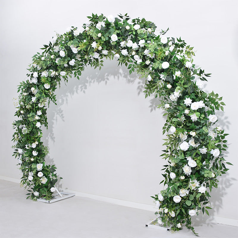 DWD188 Artificial 2*2m U arch white rose greenery decor background wedding party floral arrangementporch decor