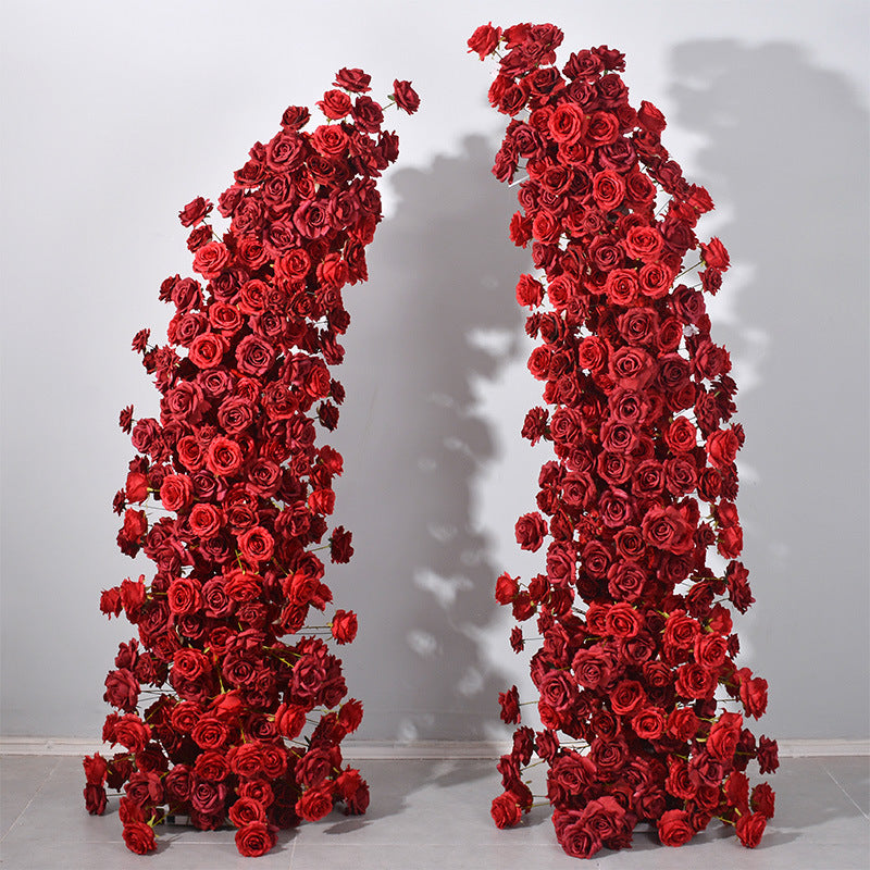 DWD190 New style 210+230cm red rose horn arch background wedding party floral arrangement backdrop porch decor