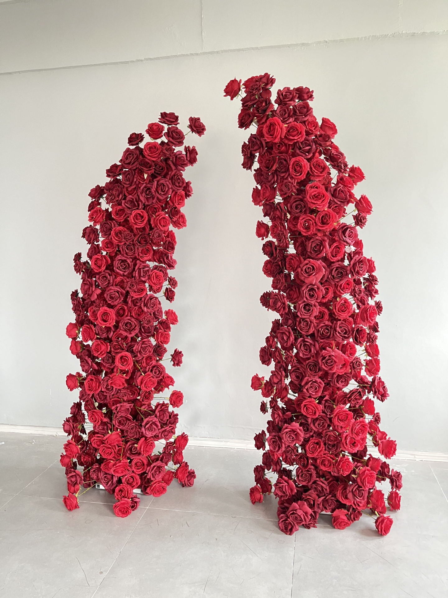 DWD190 New style 210+230cm red rose horn arch background wedding party floral arrangement backdrop porch decor