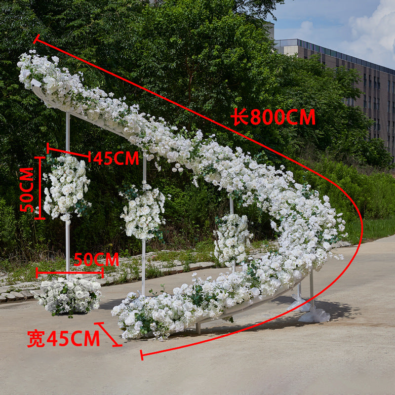 DWD192 New style white flower spiral arch background wedding floral arrangement backdrop props