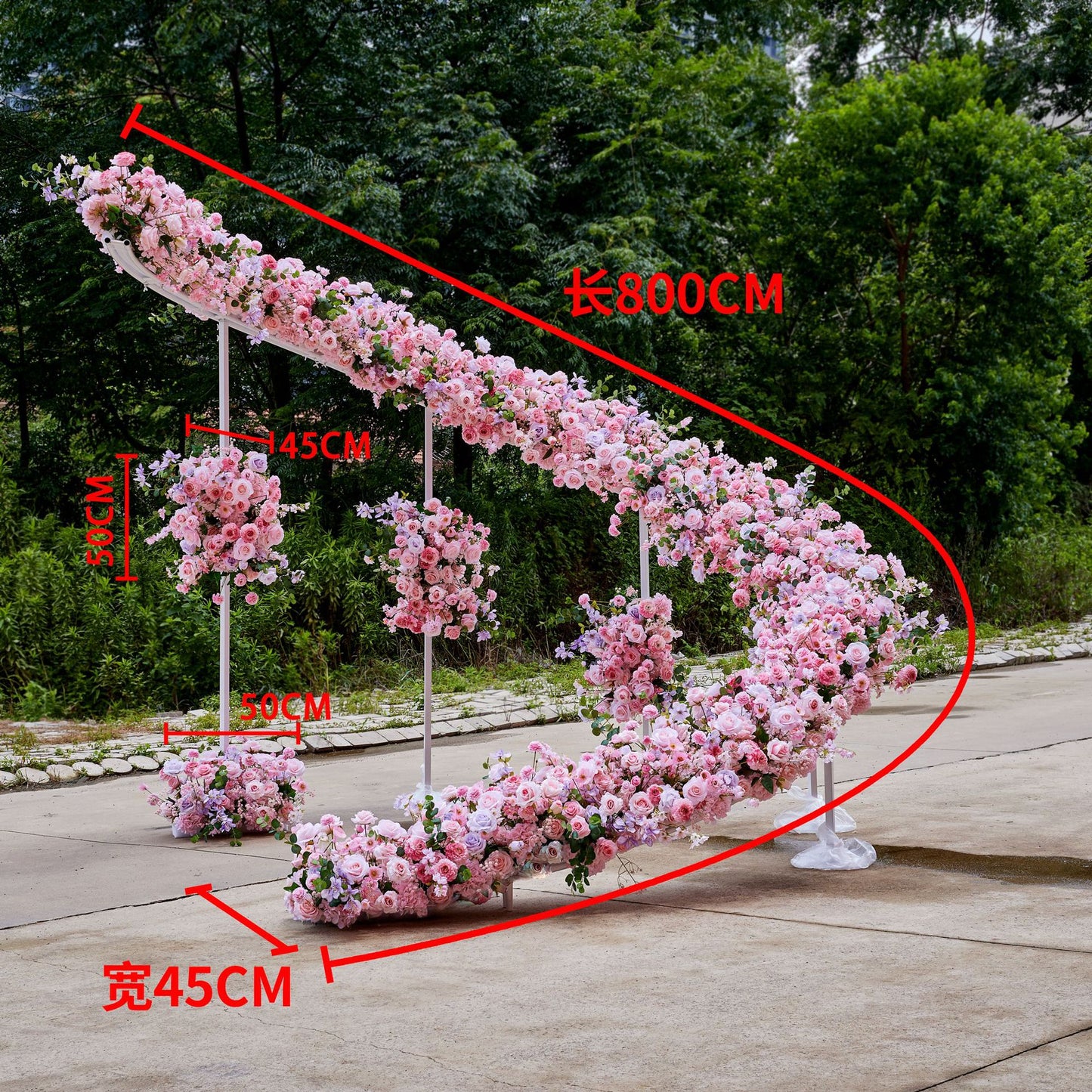 DWD193 New arrival pink series flower spiral arch background wedding event floral arrangement backdrop props