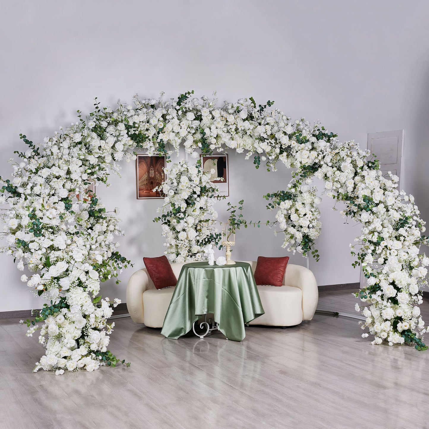 DWD194 New arrival white series flower C style arch background wedding event floral arrangement backdrop props