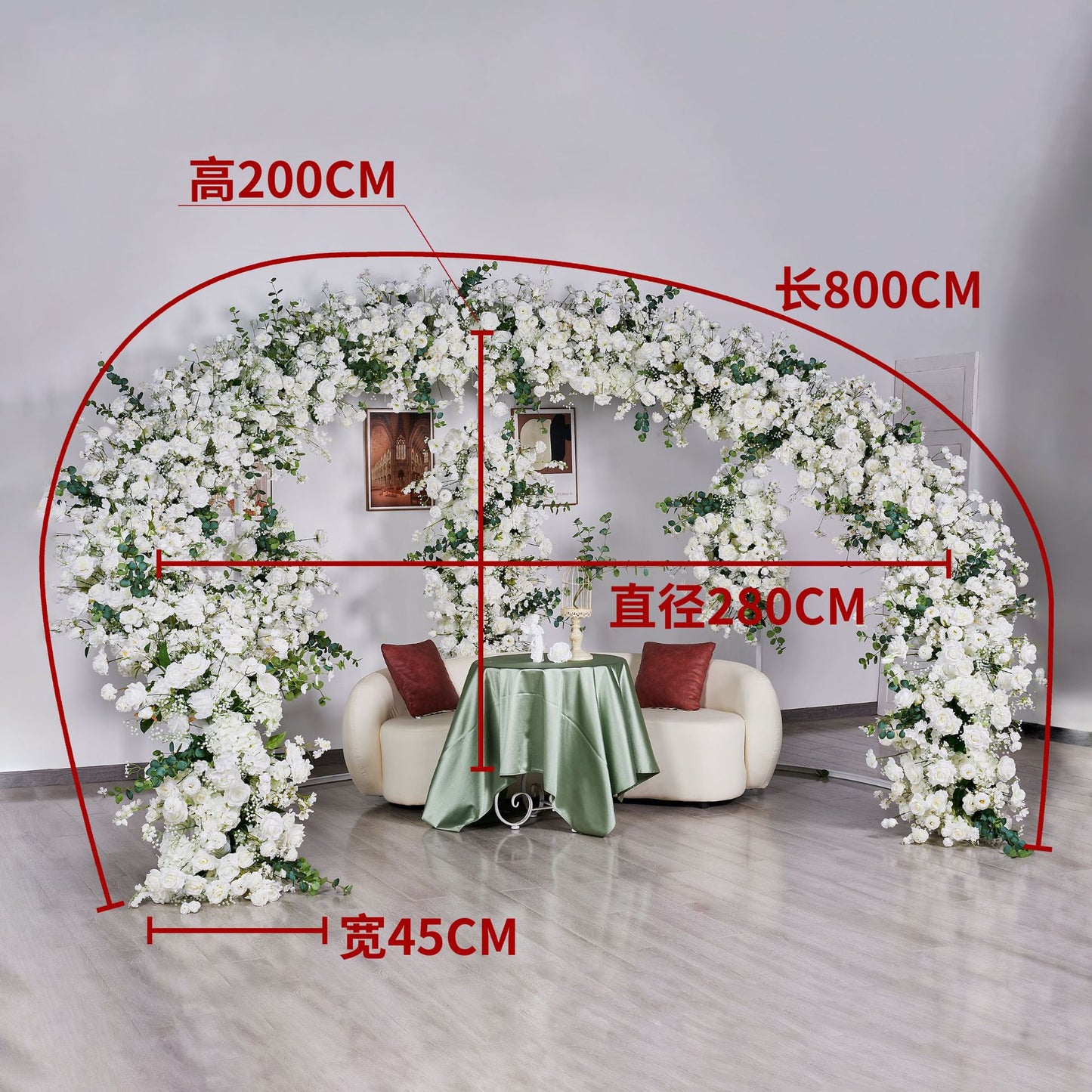 DWD194 New arrival white series flower C style arch background wedding event floral arrangement backdrop props