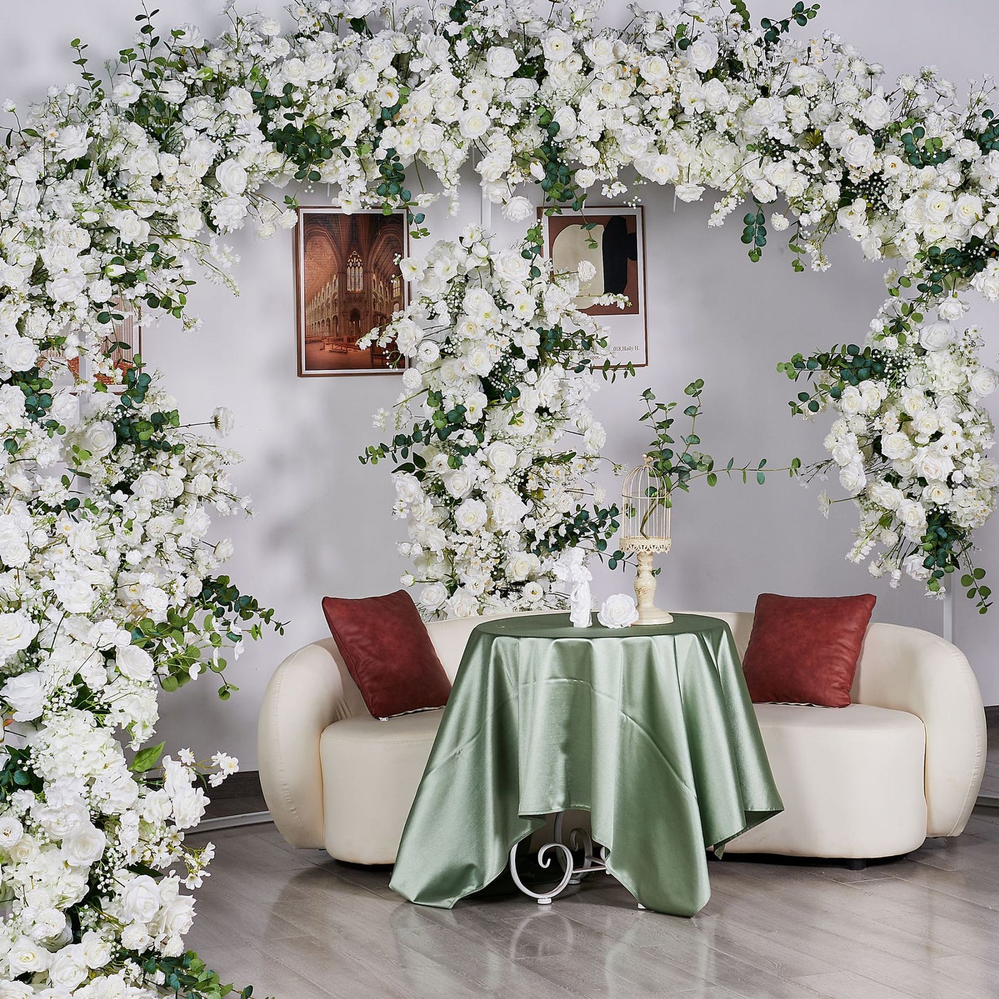 DWD194 New arrival white series flower C style arch background wedding event floral arrangement backdrop props